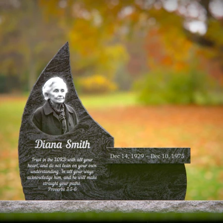 1991 - Elegant Upright Memorial Headstone with Photo, Scripture, and Bench
