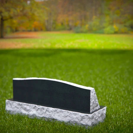 1814 - Low Companion Headstone with Banner, Cross, and Praying Hands Design