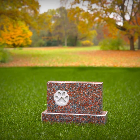 memorial honoring a pet with engraved paw impression for memorials