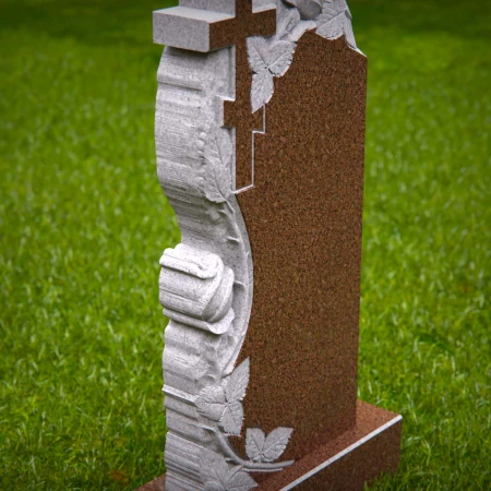 A spiritual emblem and blooming rose form this sculpted headstone prices