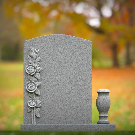 1918 - Upright Monument with Vertical Rose Carving