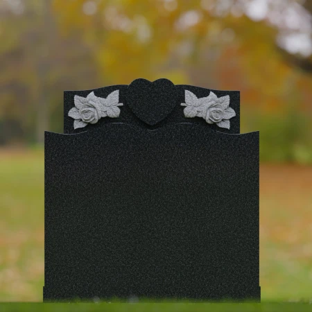1732 - Elegant Granite Memorial Headstone with Heart and Rose Carvings