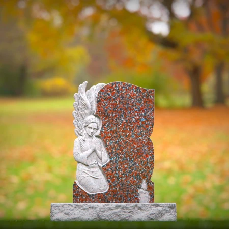 angel statue carved in granite for sacred tribute for grave markers