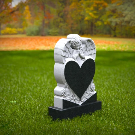 Angelic headstone near me designed with prayer and heart unity