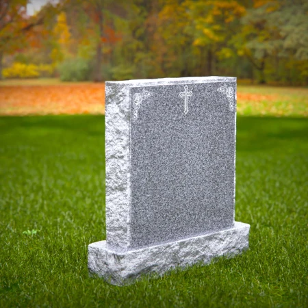 1836 - Traditional Upright Headstone with Central Cross and Floral Corner Engravings
