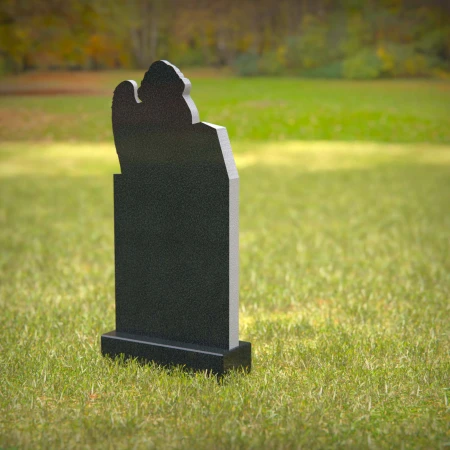 1240 - Angel Sitting on Granite Headstone – Elegant Memorial Tribute