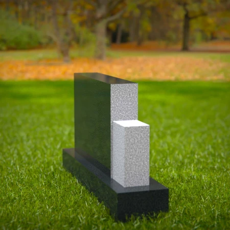 1605 - Modern Memorial Headstone with Geometric and Floral Elements