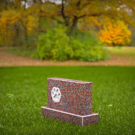 memorial honoring a pet with engraved paw impression for memorials