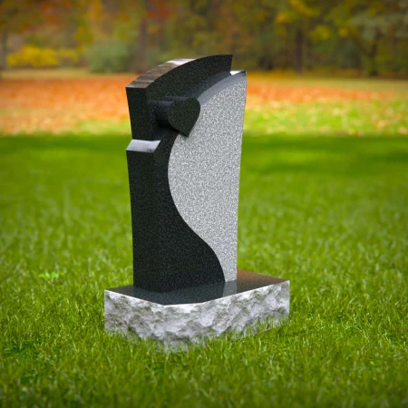 1567 - Moderner Grabstein aus schwarz-weißem Granit mit abstraktem Design