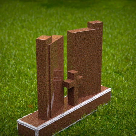 1937 - Modernes aufrechtes Denkmal mit ausgeschnittenem Kreuz und geometrischem Design