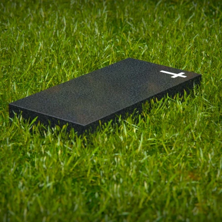 1641 - Simple & Elegant Flat Granite Grave Marker with Cross