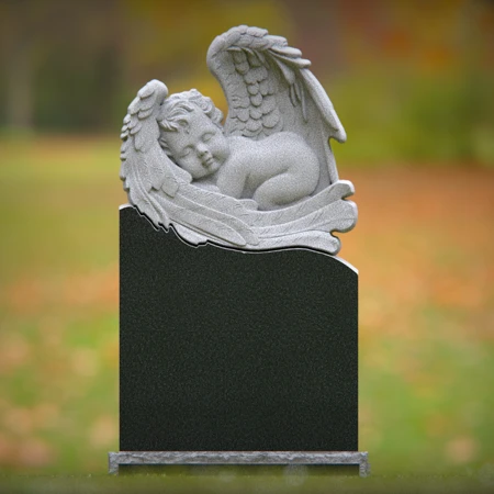 Black granite sleeping angel headstone for memorials
