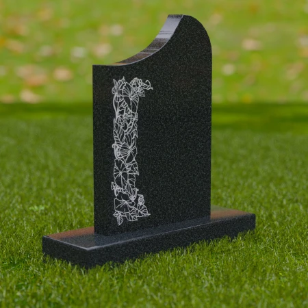 1679 - Lápida Conmemorativa Moderna Asimétrica con Grabado Floral - Un Tributo Único