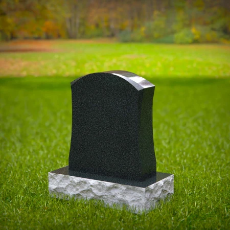 1591 - Black Granite Headstone with Heart Engraving – Elegant & Timeless Memorial