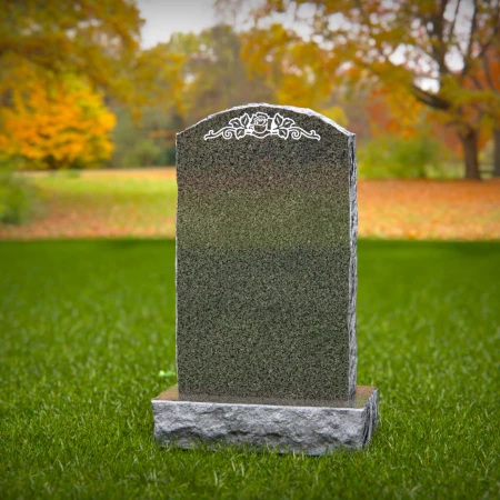 1790 - Lápida Vertical Clásica con Elegante Grabado de Rosa - Piedra Conmemorativa Personalizada