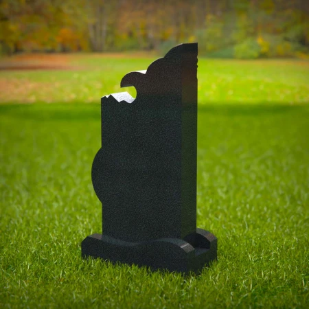 1604 - Artistic Memorial Headstone with Wave and Circular Design