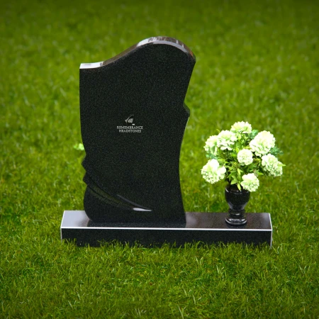 Modern asymmetrical granite headstones with elegant and unique design.