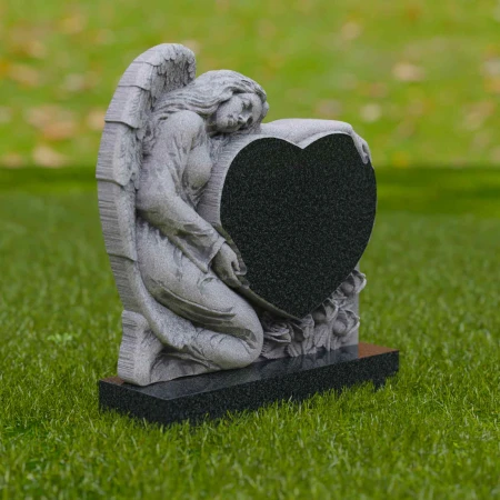 1740 - Elegante lápida conmemorativa de corazón de ángel - Un homenaje eterno