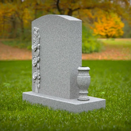 1918 - Upright Monument with Vertical Rose Carving