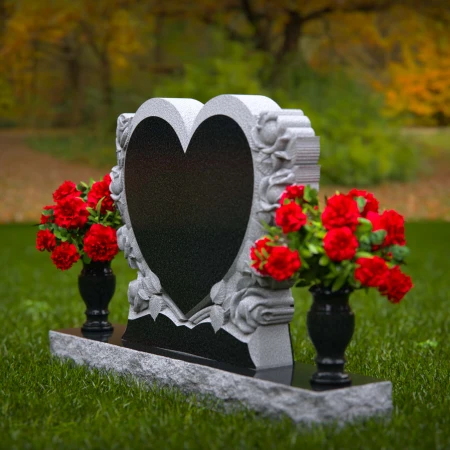 1837 - Heart-Shaped Companion Monument with Rose Carvings