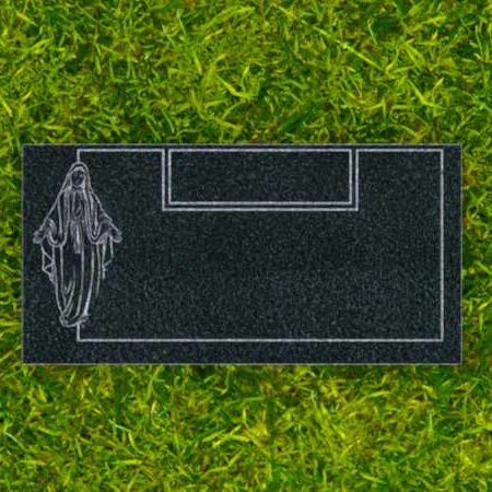 1645 - Flat Granite Grave Marker with Virgin Mary Engraving