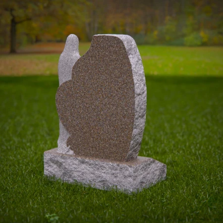 1927 - Heart-Shaped Monument with Carved Praying Figure and Cross Accent