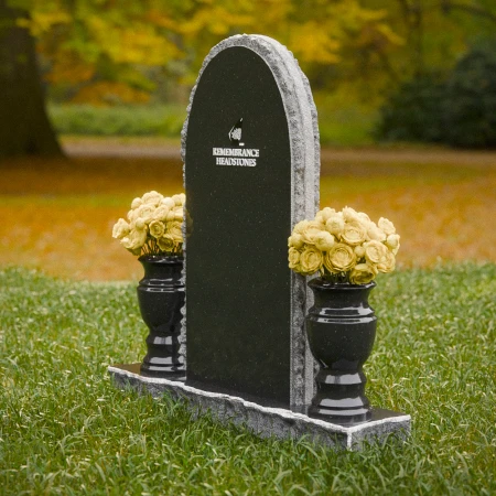1859 - Rounded Upright Headstone with Rustic Border
