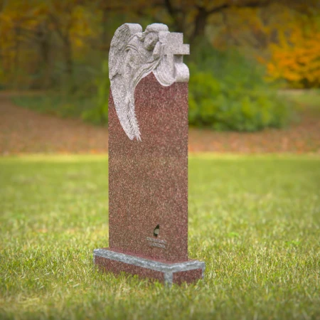 Aurora red granite angelic design headstone for memorials