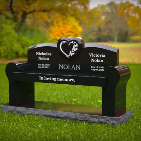 1983 - Heart-Inspired Companion Headstone Bench with Custom Engraving