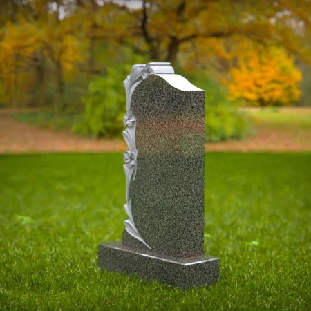 Petal patterns and vine carvings enhance meaningful grave markers