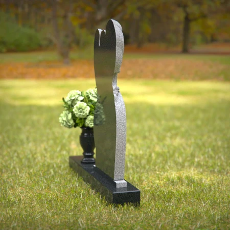 Black granite heart-shaped angel headstone for memorials