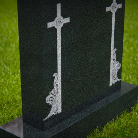 1597 - Elegant Christian Headstone with Cross Engravings