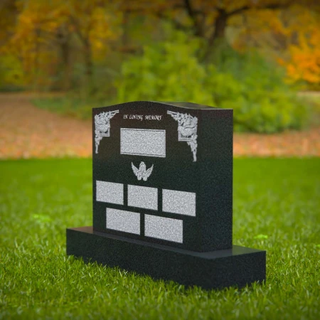 1596 - Personalized Memorial Headstone with Angelic and Floral Engravings