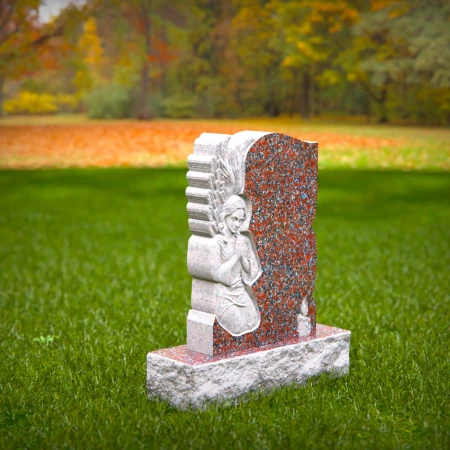 angel statue carved in granite for sacred tribute for grave markers