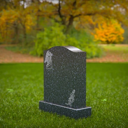 1801 - Elegantes Grabsteindesign im friedlichen Herbstfriedhof