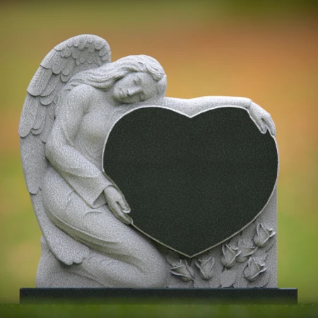 1740 - Elegante lápida conmemorativa de corazón de ángel - Un homenaje eterno