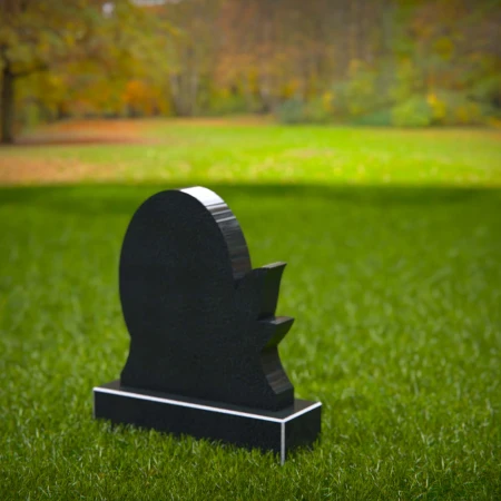 oval silhouette headstone etched with graceful leaves for headstone prices