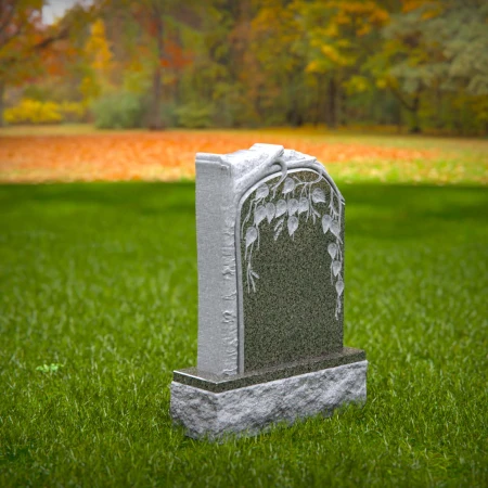 carved granite memorial inspired by natural growth and grace for headstones