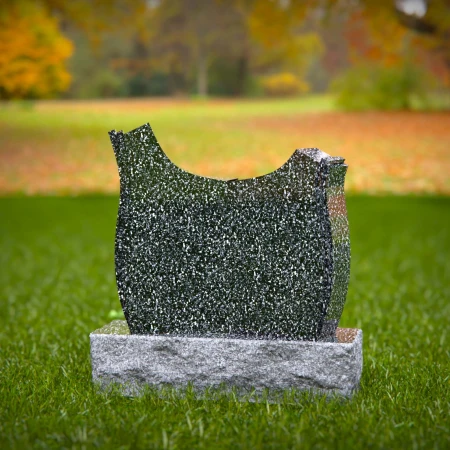 1952 - Contemporary Granite Headstone with Unique Curved Top and Polished Finish