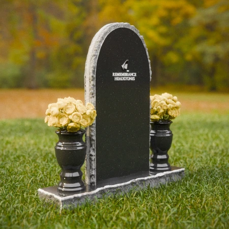 1859 - Rounded Upright Headstone with Rustic Border