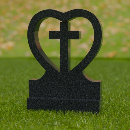 1742 - Lápida Conmemorativa en forma de Corazón con Cruz - Un Símbolo de Amor y Fe