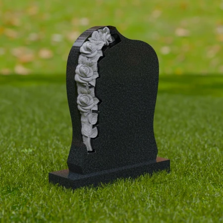 1744 - Elegant Curved Memorial Headstone with Carved Roses – A Timeless Tribute