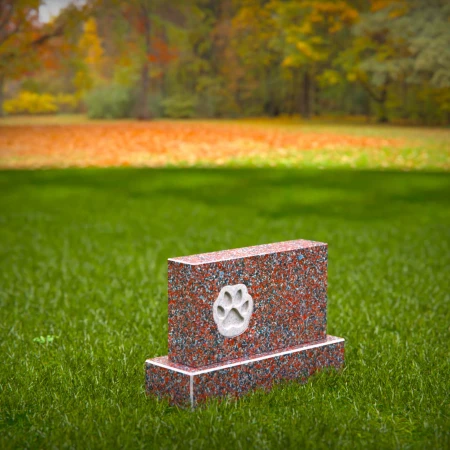 memorial honoring a pet with engraved paw impression for memorials