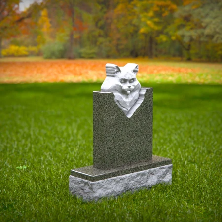 pet headstone showcasing realistic 3D cat image for grave markers