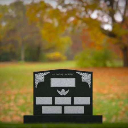 1596 - Personalized Memorial Headstone with Angelic and Floral Engravings
