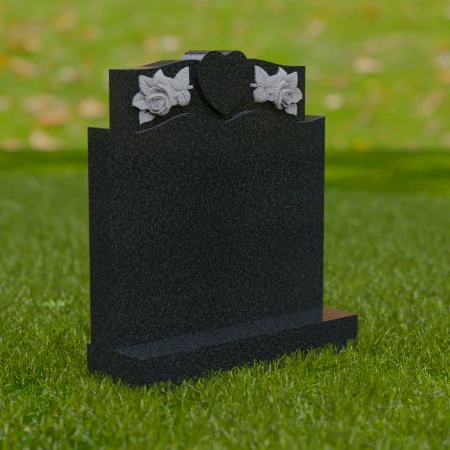 1732 - Elegant Granite Memorial Headstone with Heart and Rose Carvings