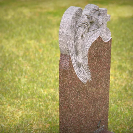 Aurora red granite angelic design headstone for memorials