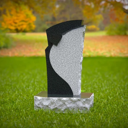 1567 - Moderner Grabstein aus schwarz-weißem Granit mit abstraktem Design
