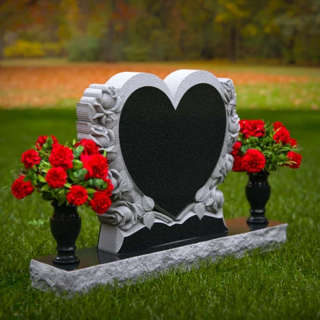1837 - Heart-Shaped Companion Monument with Rose Carvings