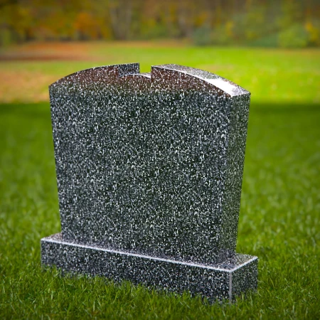 1750 - Graceful Split-Top Memorial Headstone with Engraved Cross – A Symbol of Faith